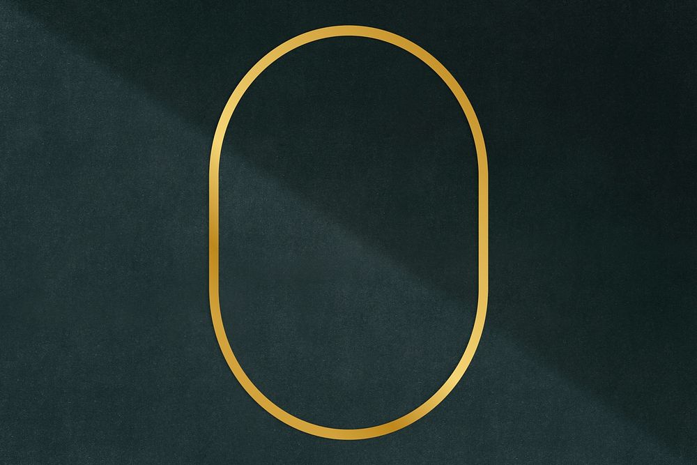 Gold oval frame on a dark gray concrete textured background illustration