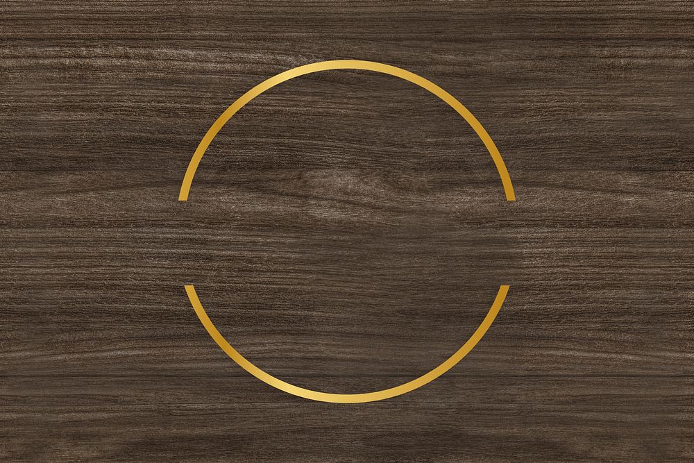Gold circle frame a wooden background