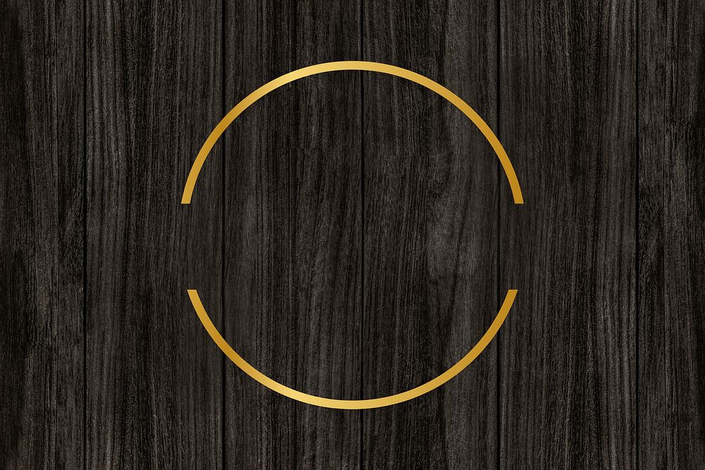 Gold circle frame on a wooden background illustration