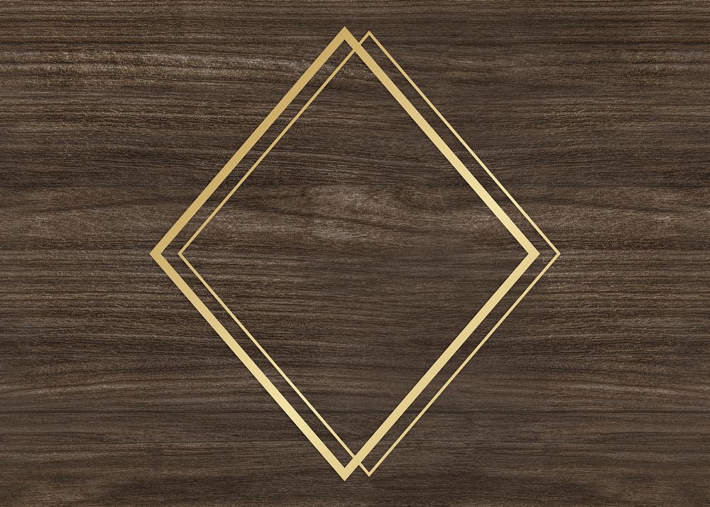 Gold rhombus frame on a wooden background illustration