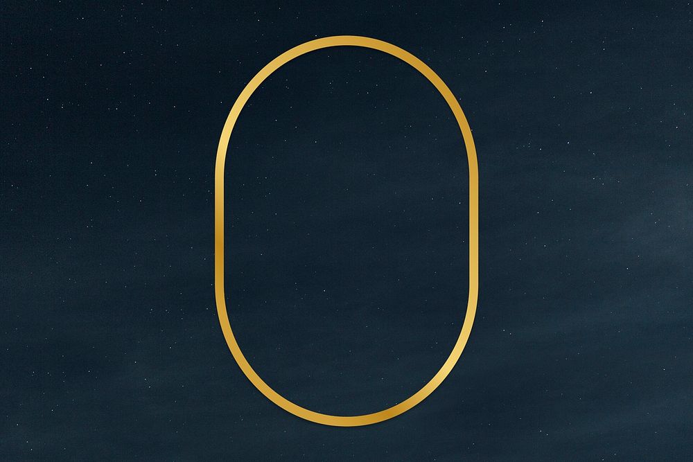 Gold oval frame on a clear night sky background illustration