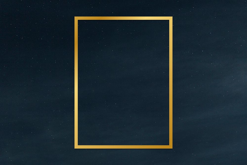 Gold rectangle frame on a clear night sky background