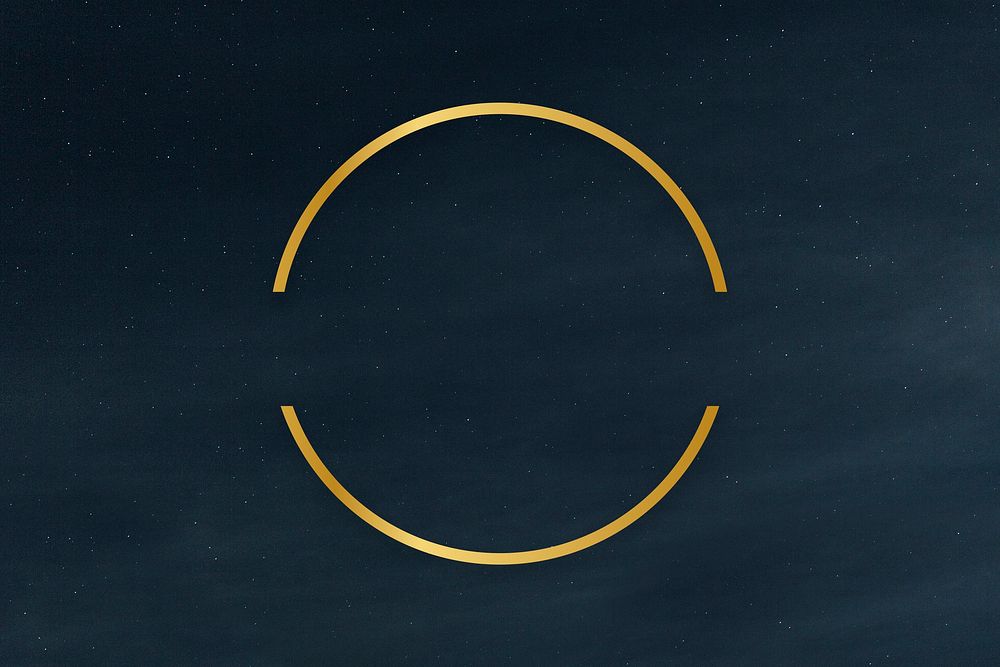 Gold round frame on a clear night sky background