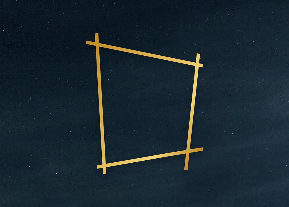 Gold trapezium frame on a clear night sky background