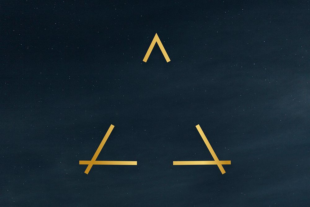 Gold triangle frame on a clear night sky background