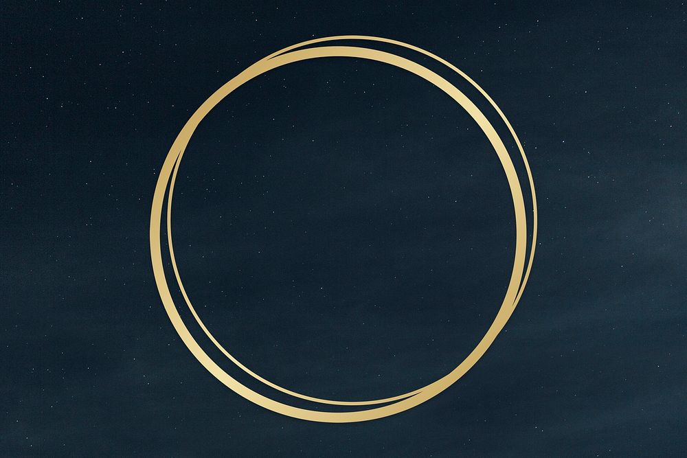 Gold round frame on a clear night sky background illustration