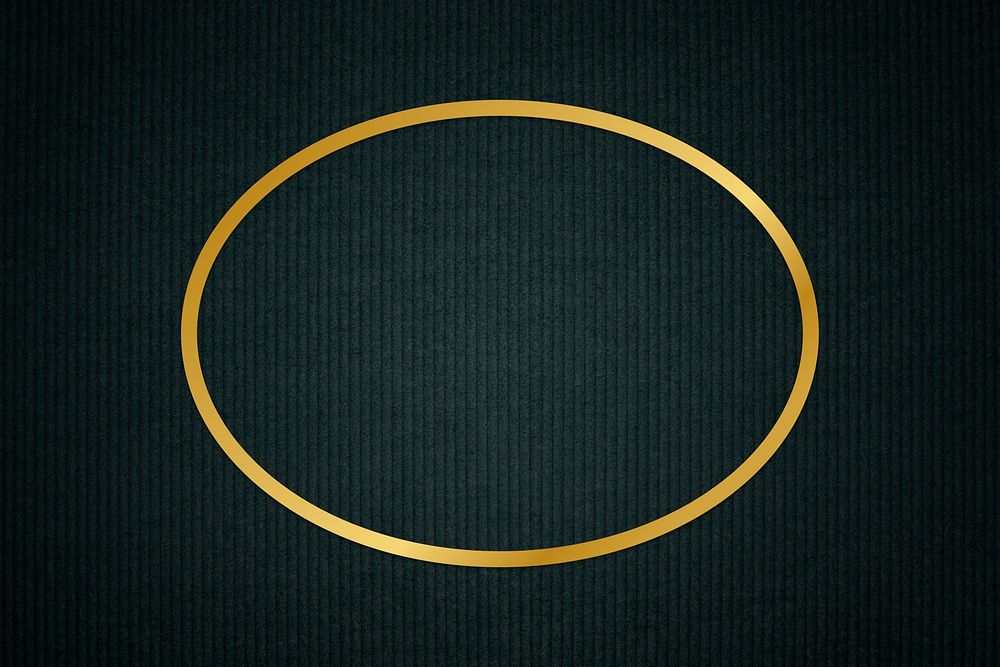 Gold oval frame on a dark fabric textured background