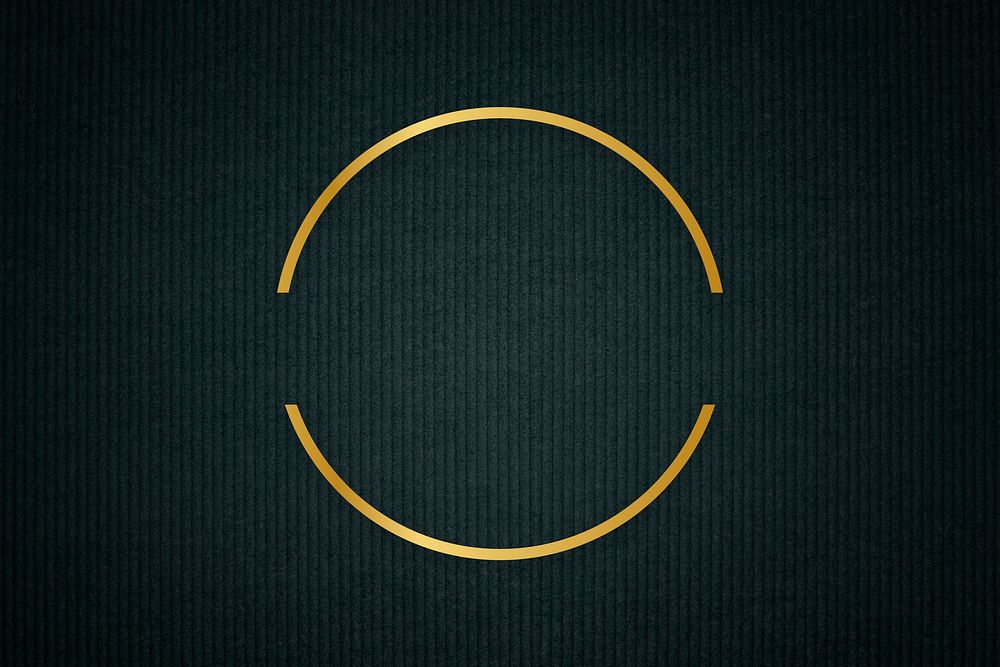 Gold circle frame on a dark fabric textured background