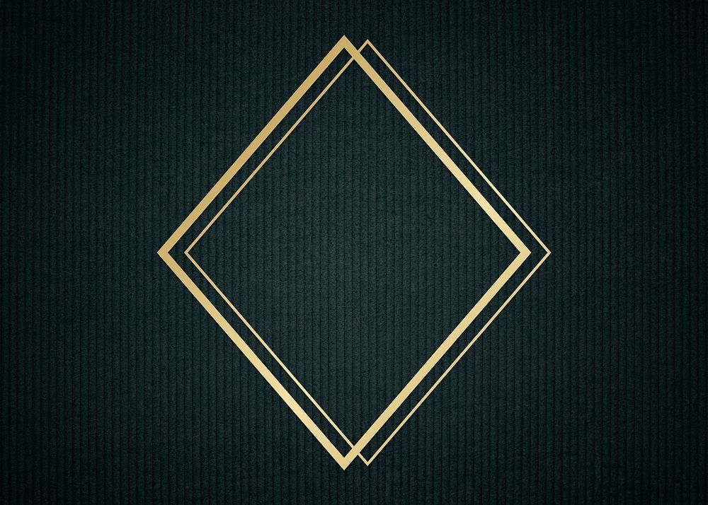 Gold rhombus frame on a dark fabric textured background