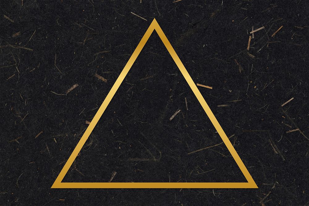Gold triangle frame on a black mulberry paper textured background