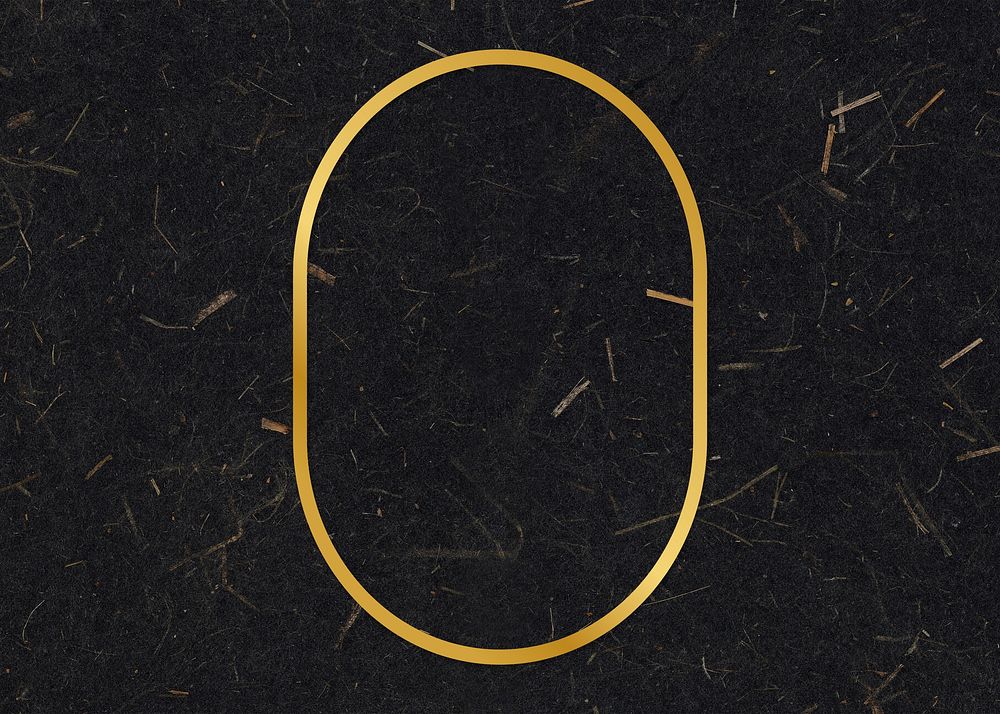 Gold oval frame on a black mulberry paper textured background