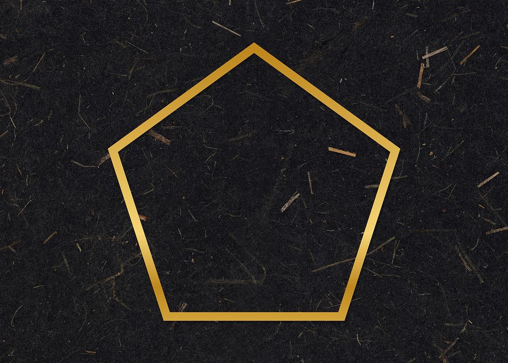Gold pentagon frame on a black mulberry paper textured background