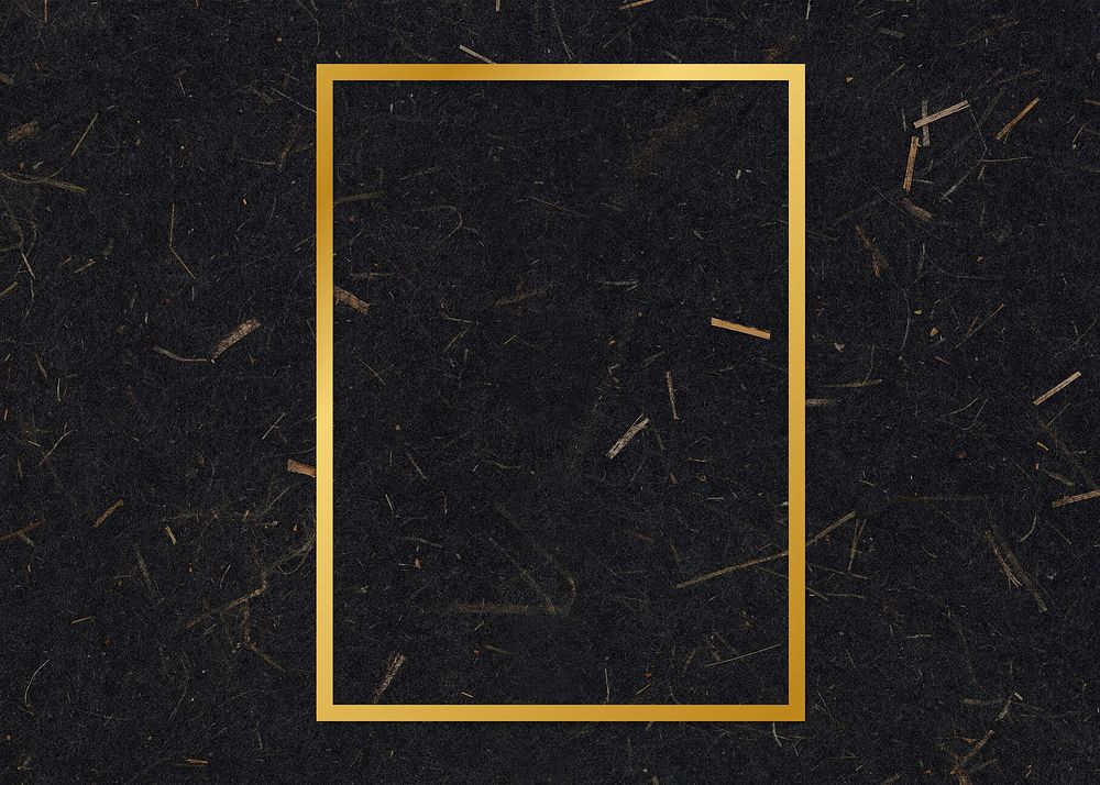 Gold rectangle frame on a black mulberry paper textured background