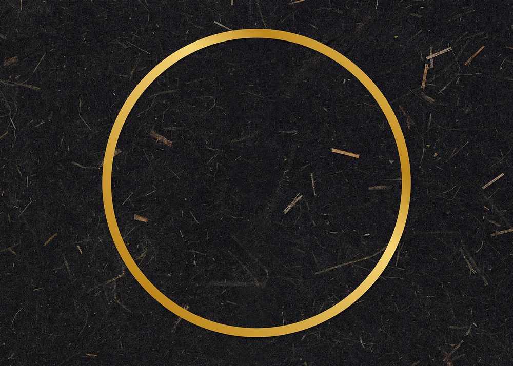 Gold circle frame on a black mulberry paper textured background