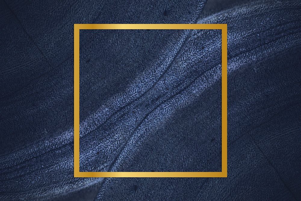 Golden framed square on a blue textured illustration
