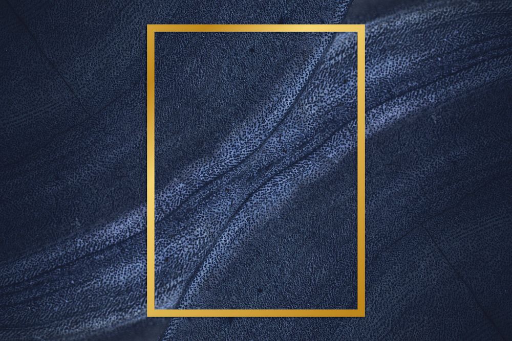 Golden framed rectangle on a blue textured stone