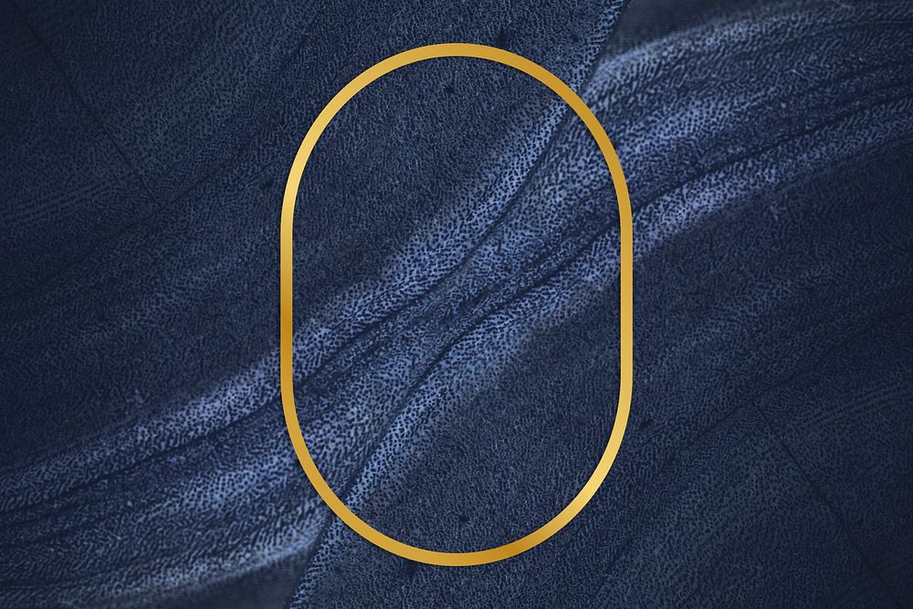 Golden framed oval on a blue textured stone
