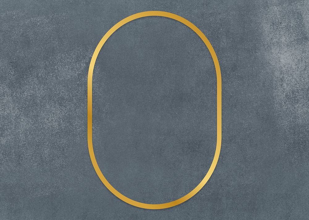Gold oval frame on a gray concrete textured background