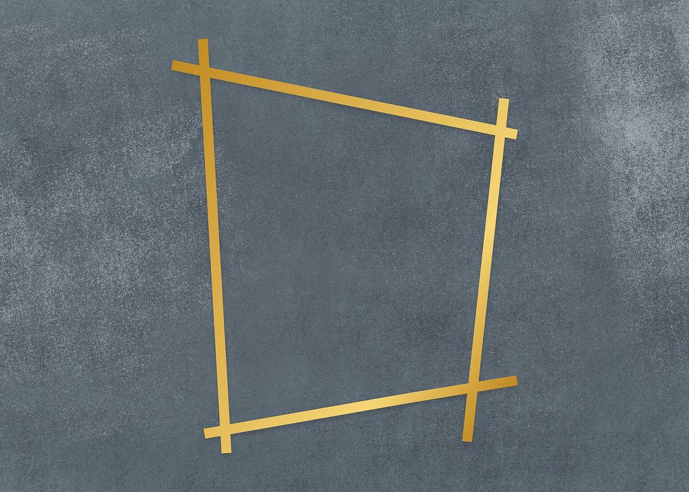 Gold trapezium frame on a gray concrete textured background