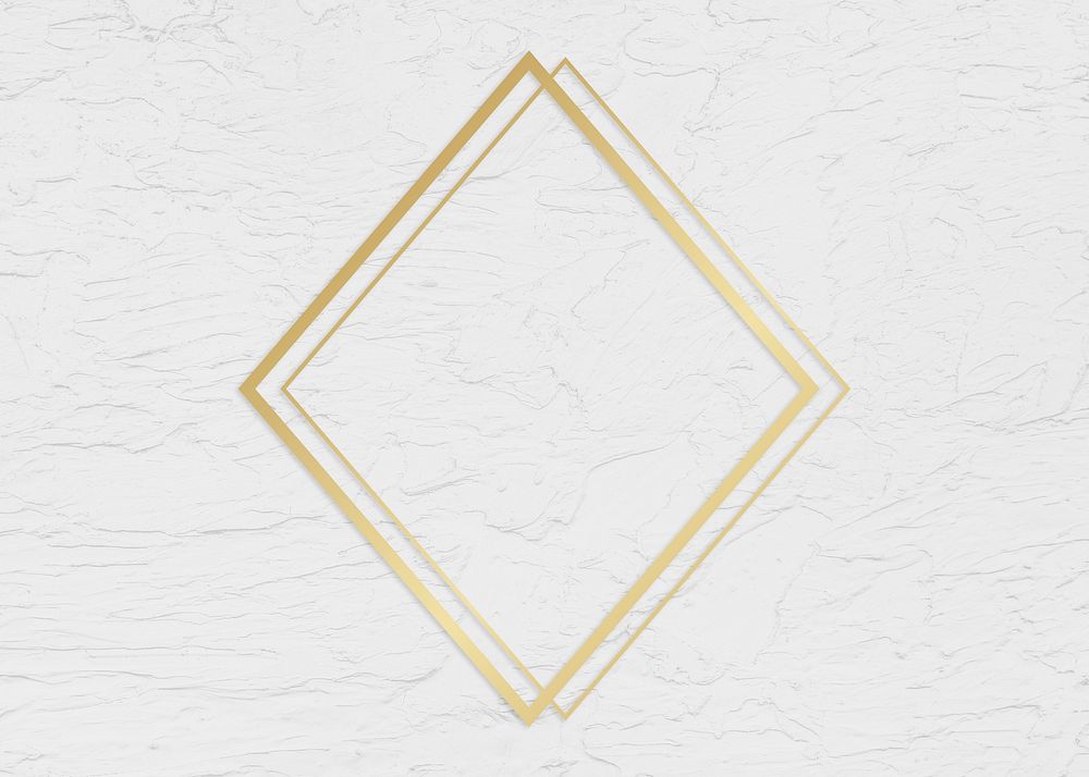 Golden framed rhombus on a wall texture illustration
