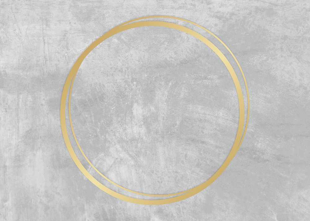 Gold circle frame on a gray concrete textured background illustration