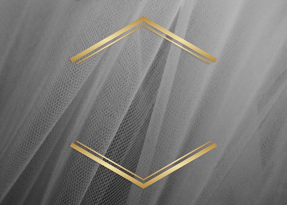 Golden frame on a gray fabric texture
