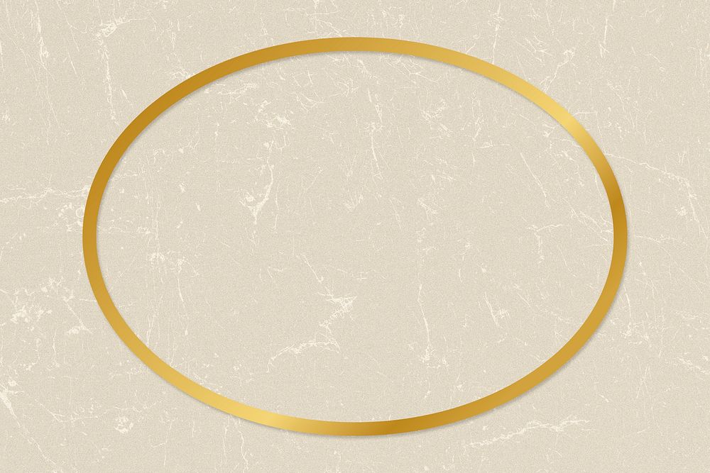 Gold oval frame on a beige paper textured background