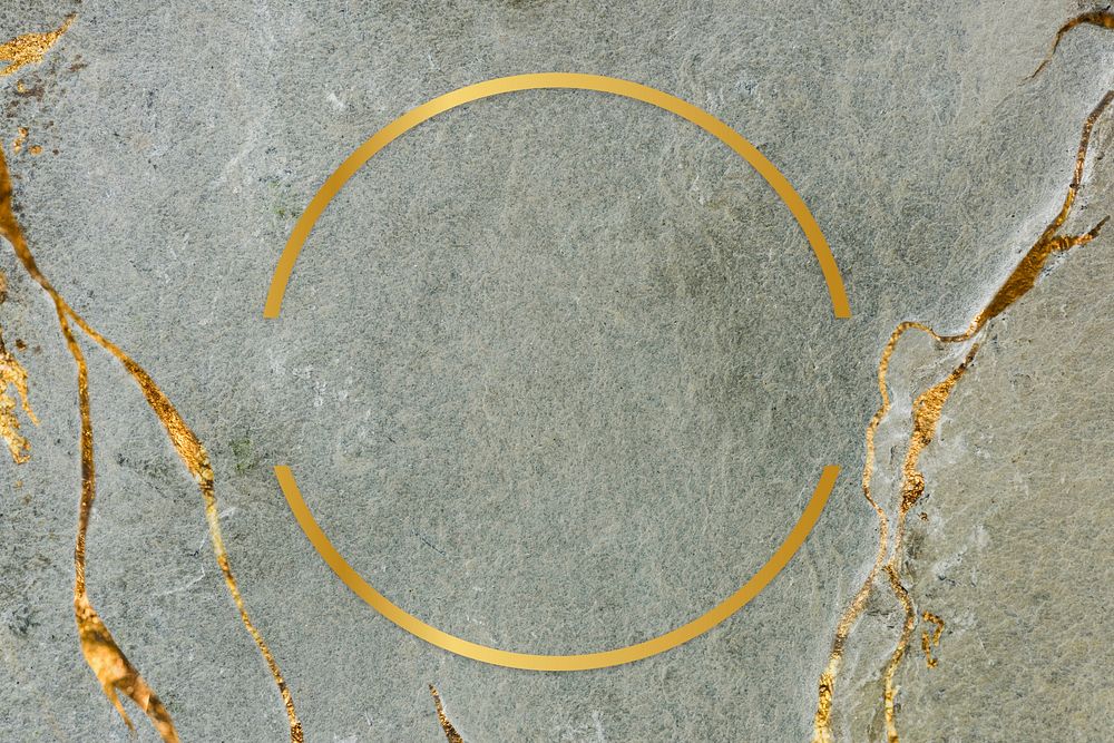 Golden framed semicircle on a marble texture