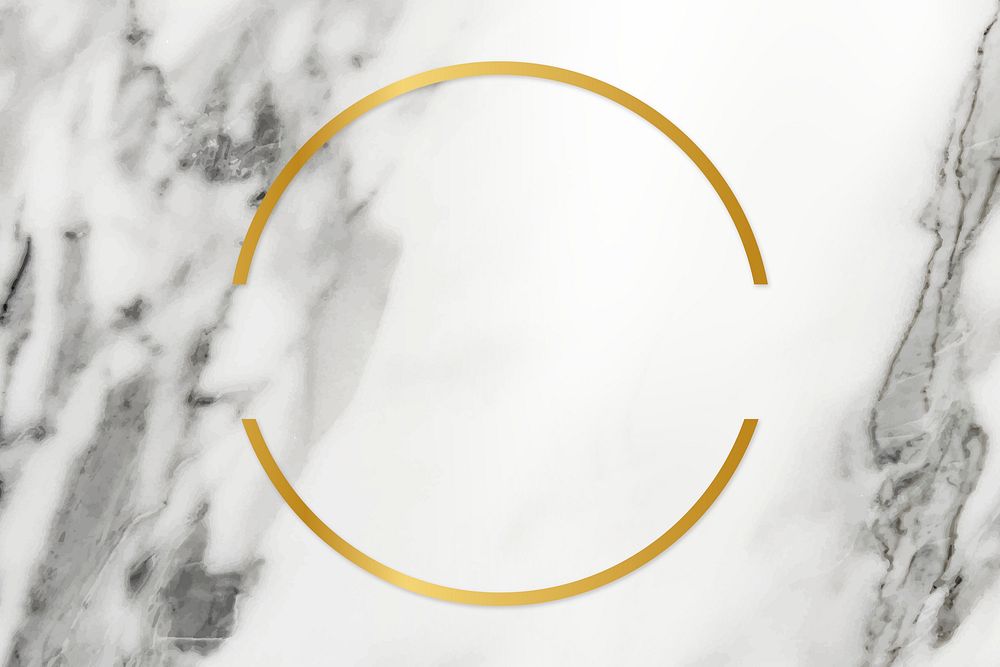 Golden framed semicircle on a marble texture