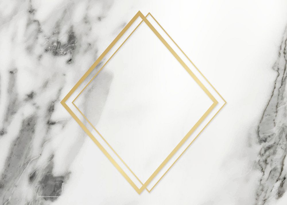 Golden framed rhombus on a marble textured illustration