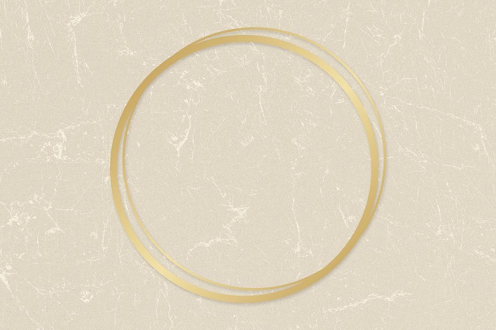 Gold circle frame on a beige paper textured background illustration