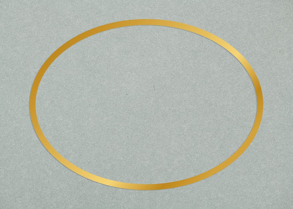 Gold oval frame on a gray concrete textured background