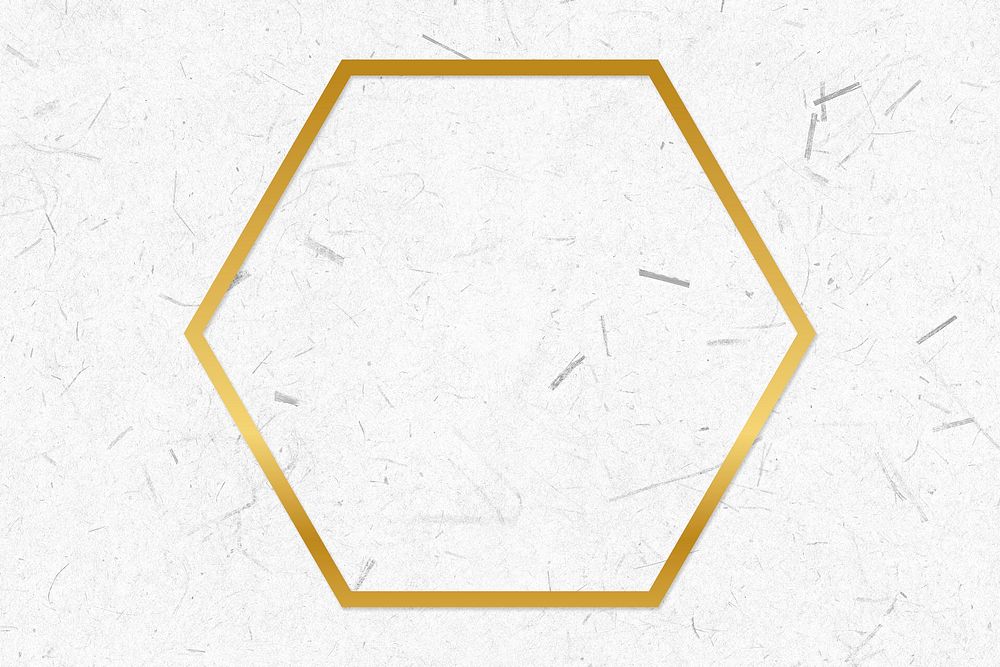 Golden framed hexagon on a paper texture