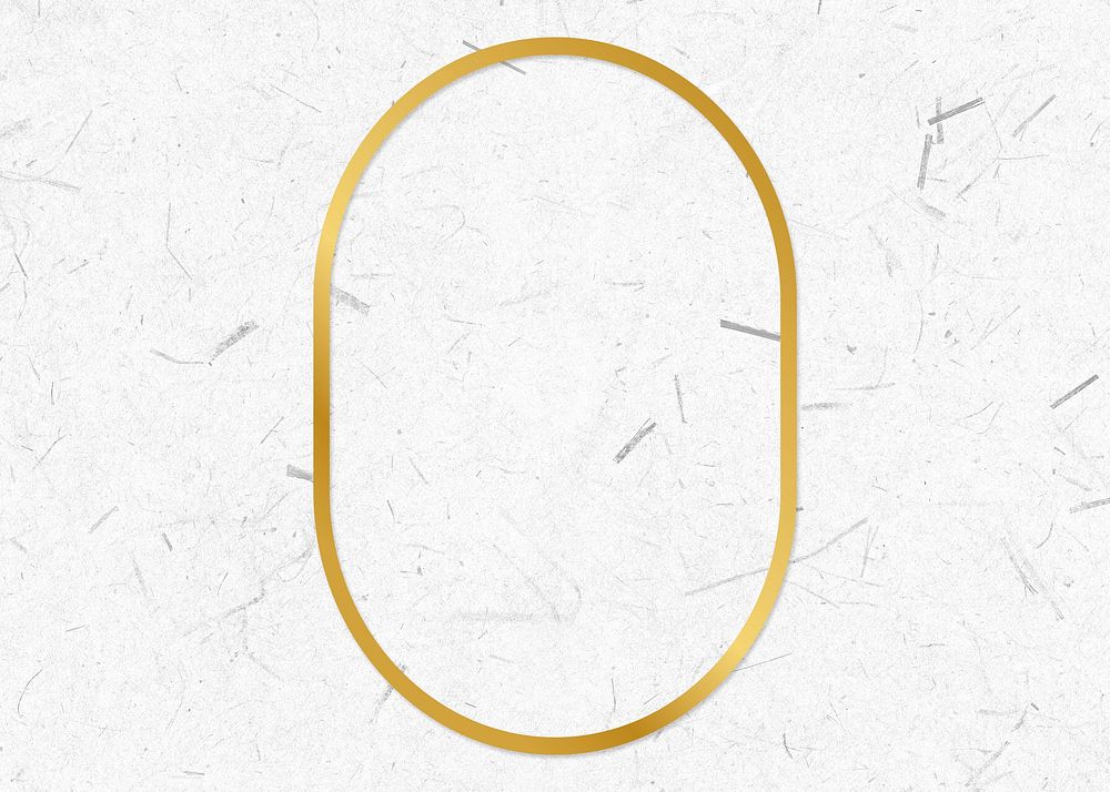 Golden framed oval on a paper texture
