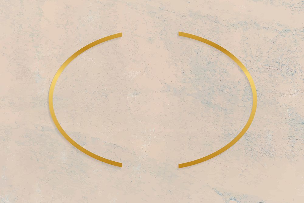 Gold oval frame on a rough beige background vector