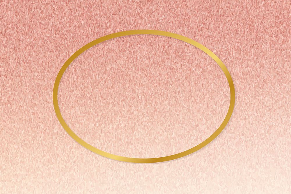 Gold oval frame on a rose gold background vector