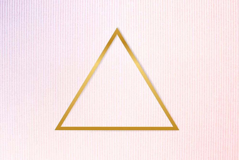 Gold triangle frame on a pinkish blue fabric background vector