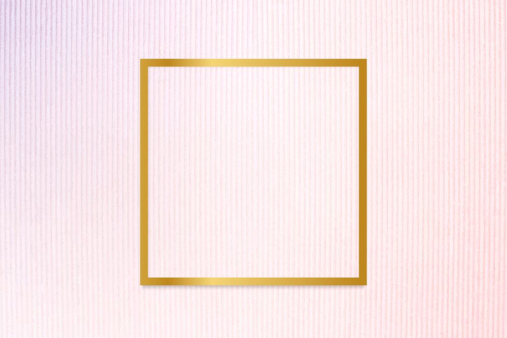 Gold square frame on a pinkish blue fabric background vector