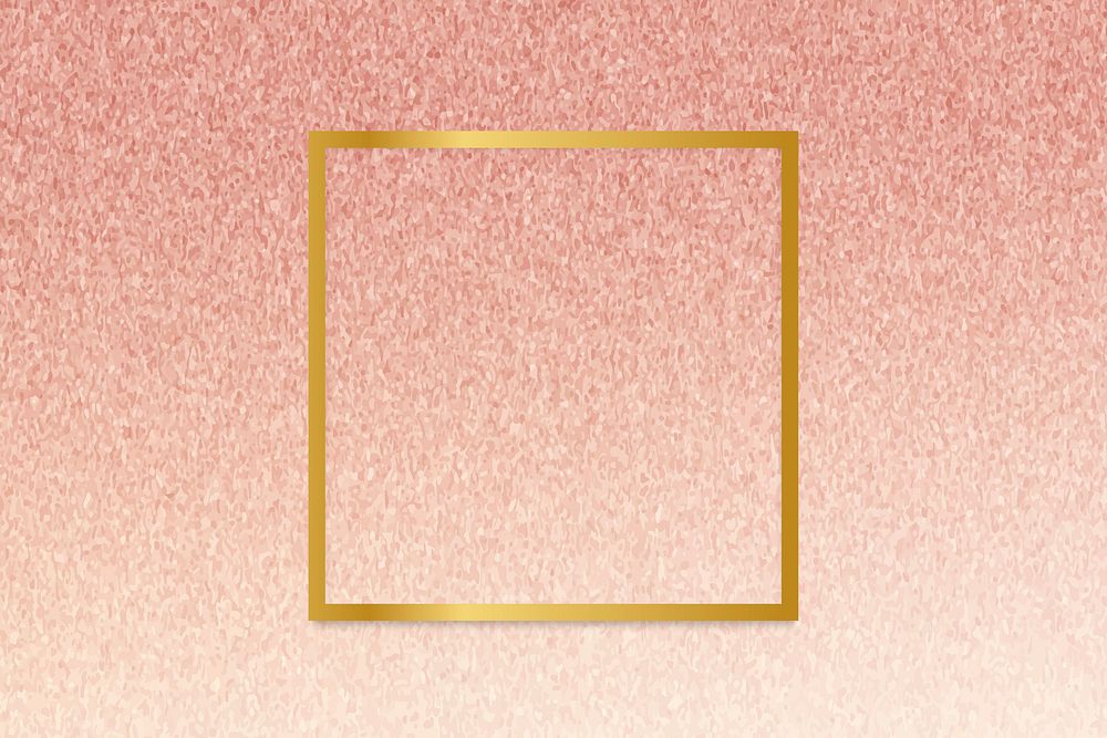 Gold square frame on a rose gold background vector