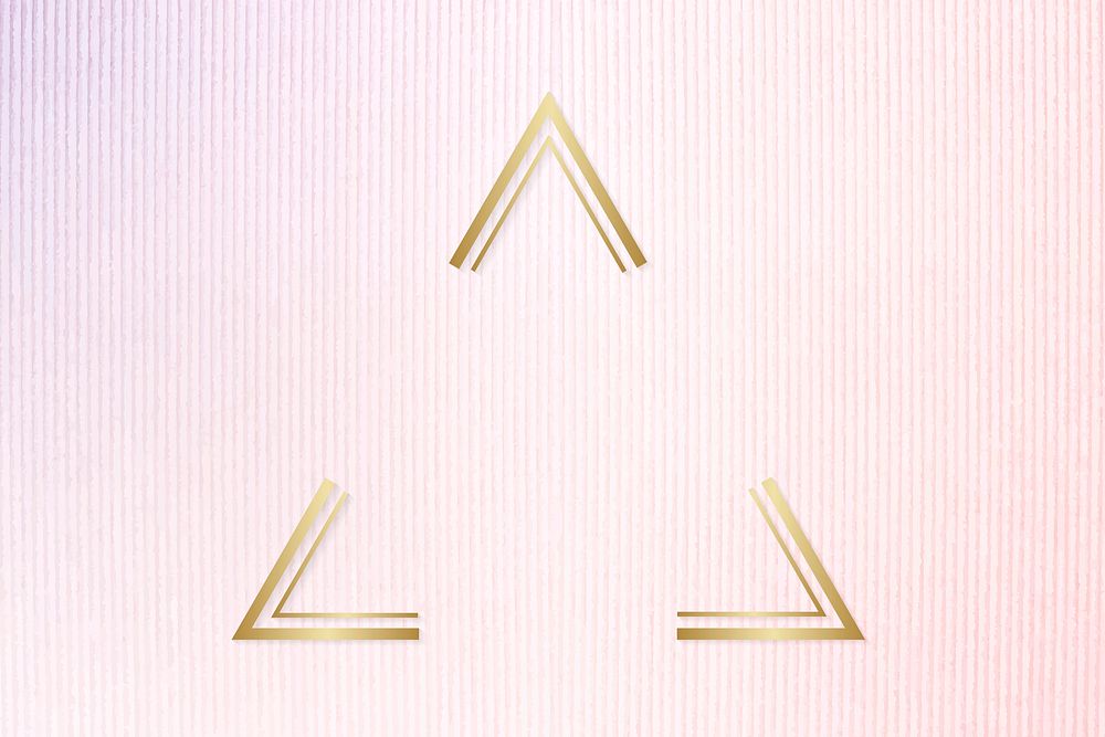 Gold ftriangle rame on a pinkish blue fabric background vector