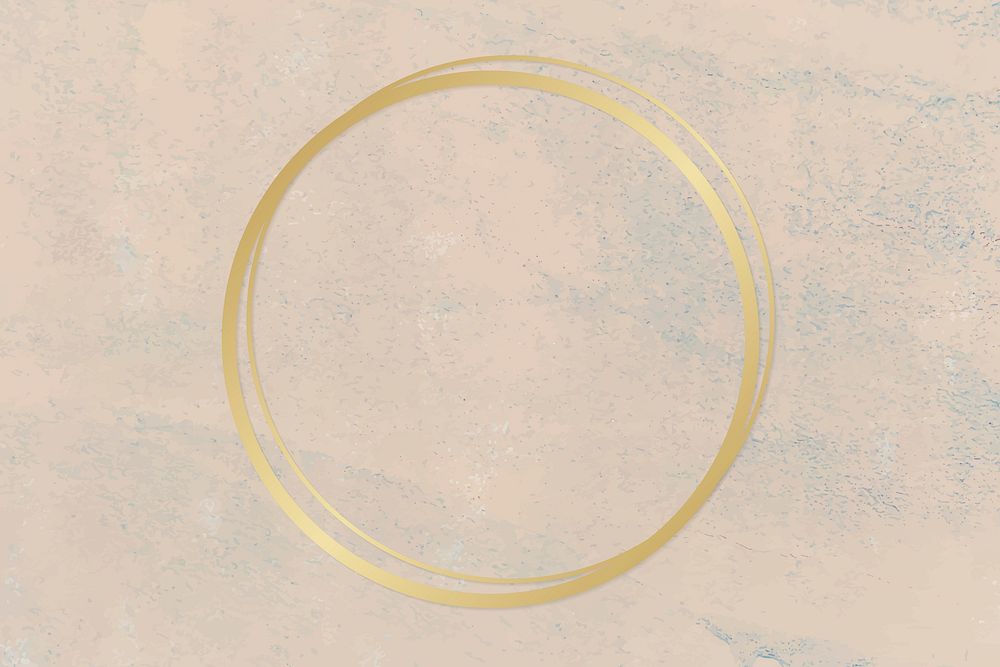 Gold round frame on a rough beige background vector