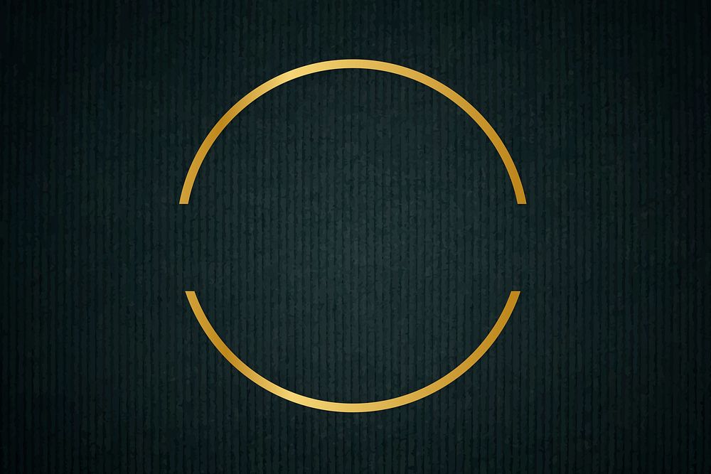 Gold circle frame on a dark fabric textured background vector