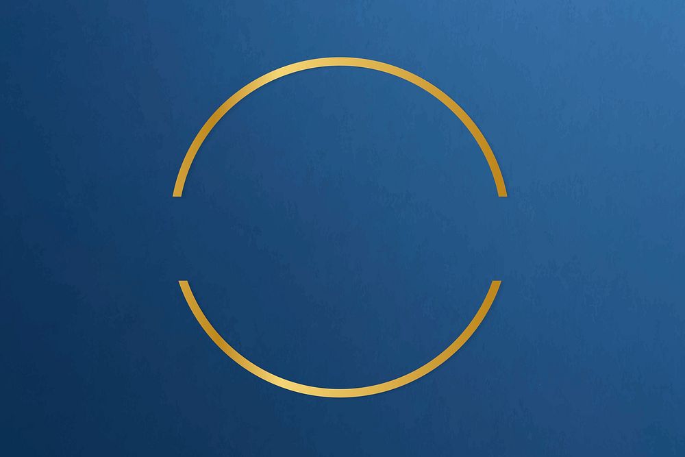 Gold circle frame on a plain blue background vector