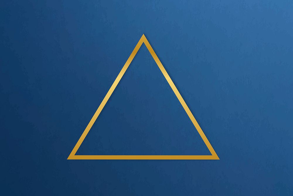 Gold triangle frame on a plain blue background vector
