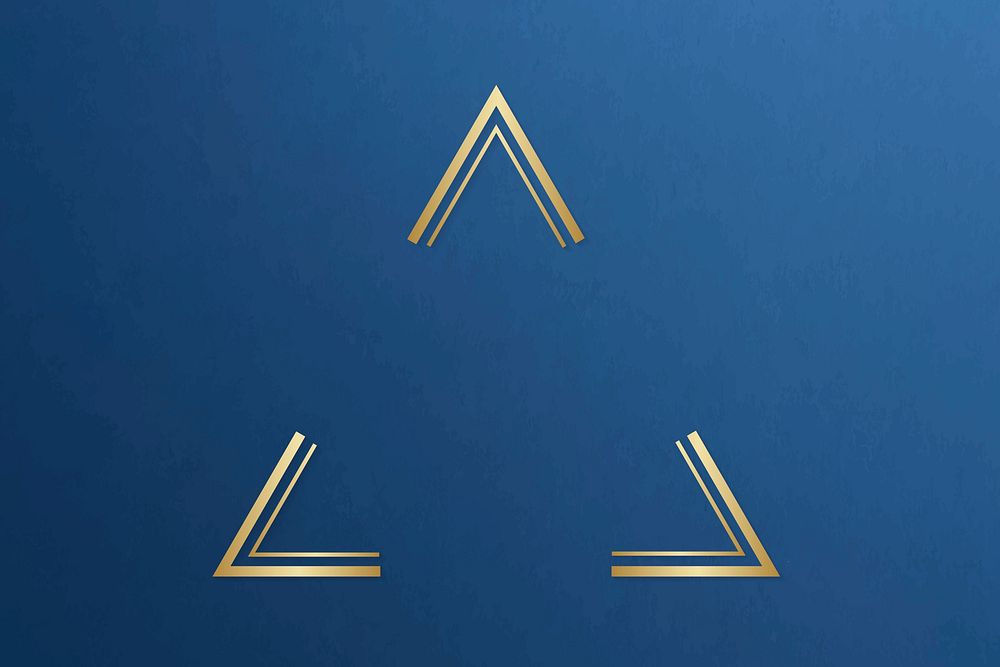 Gold triangle frame on a plain blue background vector