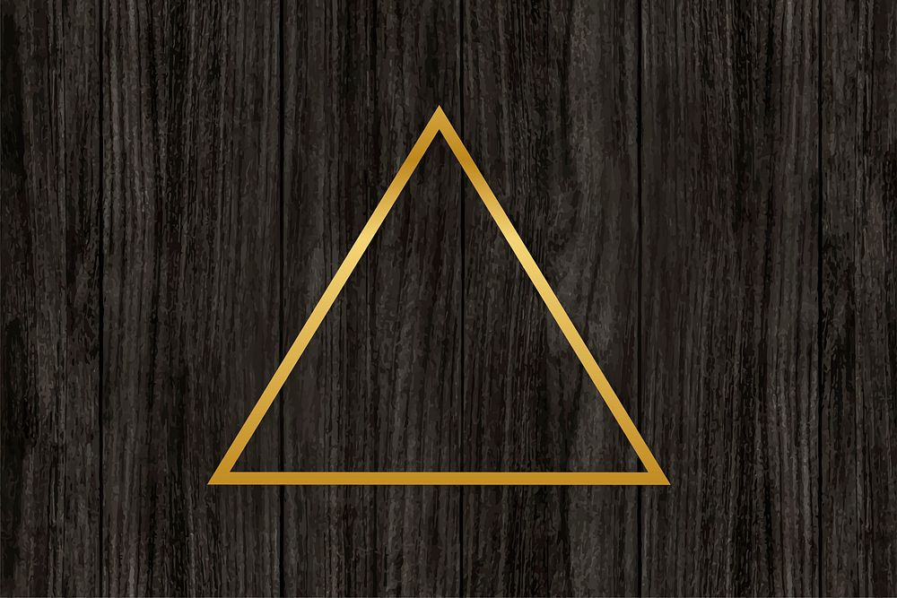 Gold triangle frame on a wooden background vector