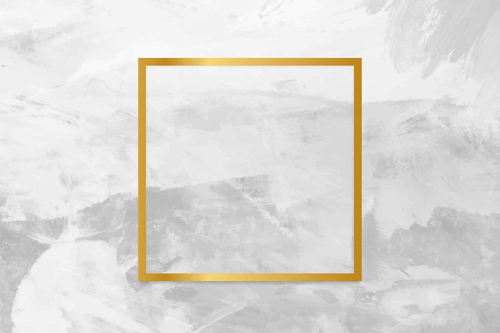 Gold square frame on a gray concrete textured background vector