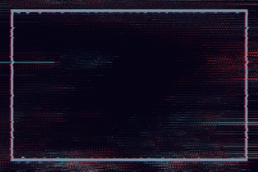 Rectangle frame on dark glitch effect psd background