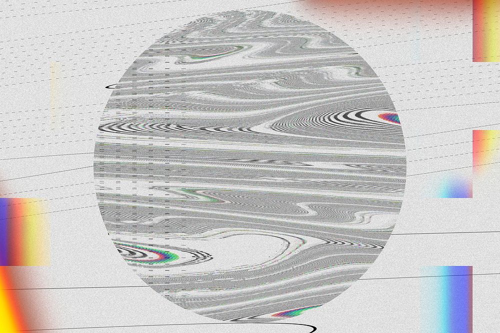 Round frame on glitch effect digital noise psd background