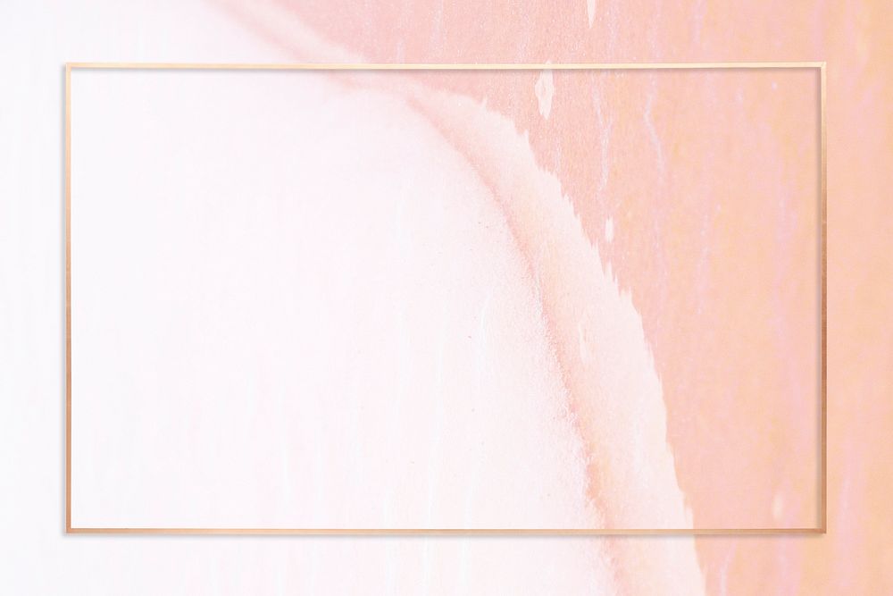 Golden rectangle frame on a pink background 